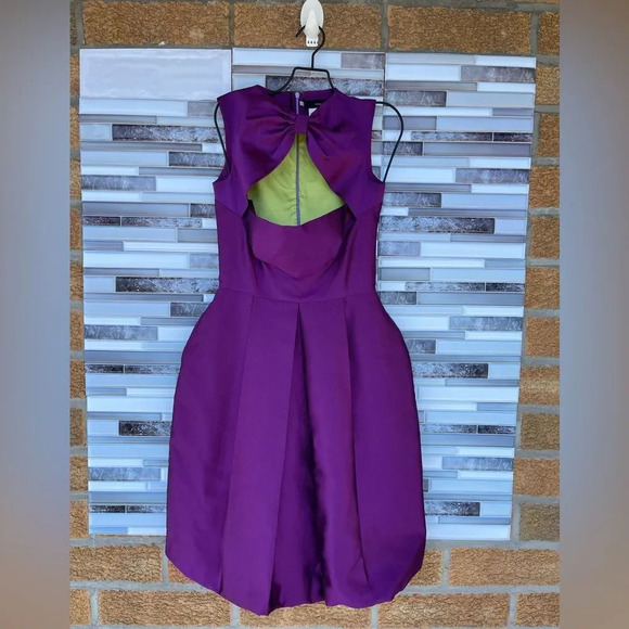 Dsquared2 purple Silk Bow Neckline Balloon Hem Dress S/40 - Picture 1 of 13